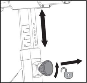 The adjustment knob is located on the front of the bike.