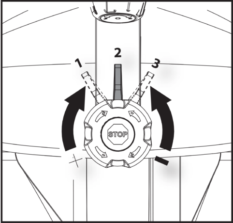 Above adjustment knob. Move counterclockwise to add resistance and clockwise to reduce resistance.