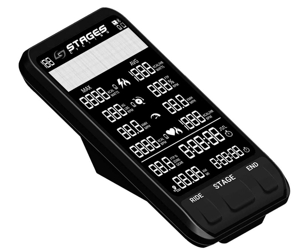 Console rectangulaire noire et blanche avec écran LED et trois boutons moulés, positionnés de haut à gauche en bas à droite.