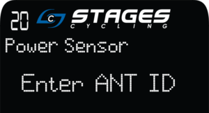 Power meter Enter ANT ID screen