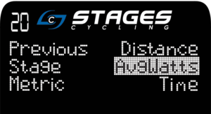 Previous Stage Metric menu with Avg Watts highlighted