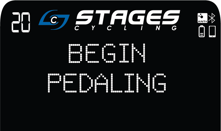 Console screen displays Begin Pedaling