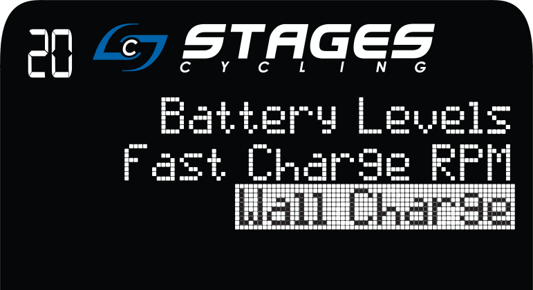 Screen displays Battery Levels menu with Wall Charge highlighted