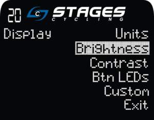 Display menu with brightness highlighted