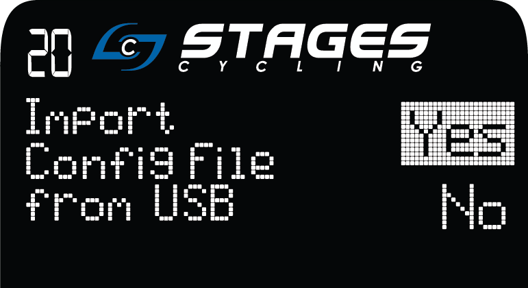 Import Config File from USB displayed with 'Yes' highlighted on the right