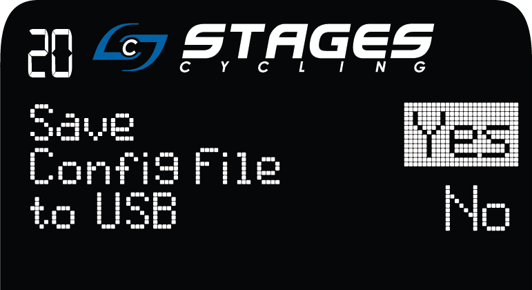 Save Config File to USB displayed with 'Yes' highlighted on the right